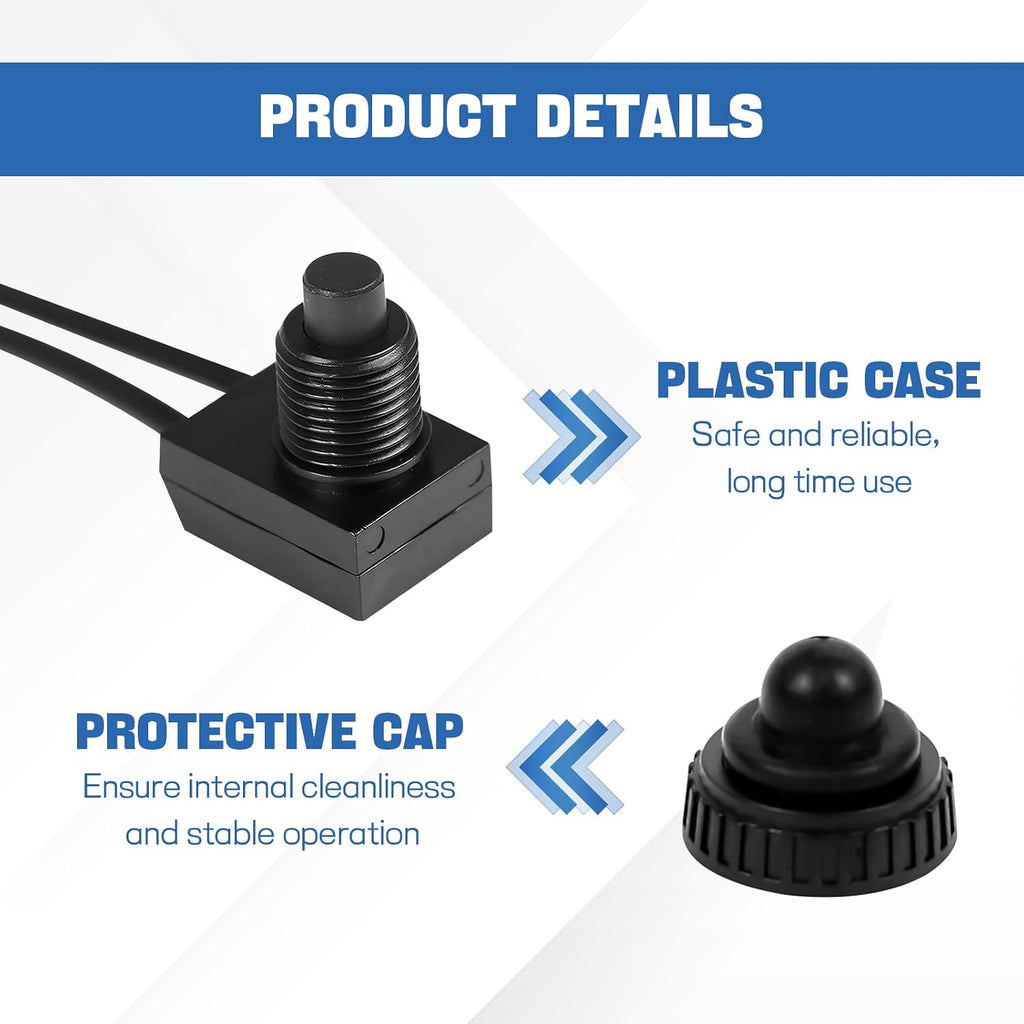 wuyaoyao 5PCS Waterproof Push Button Switch with 4" Lines