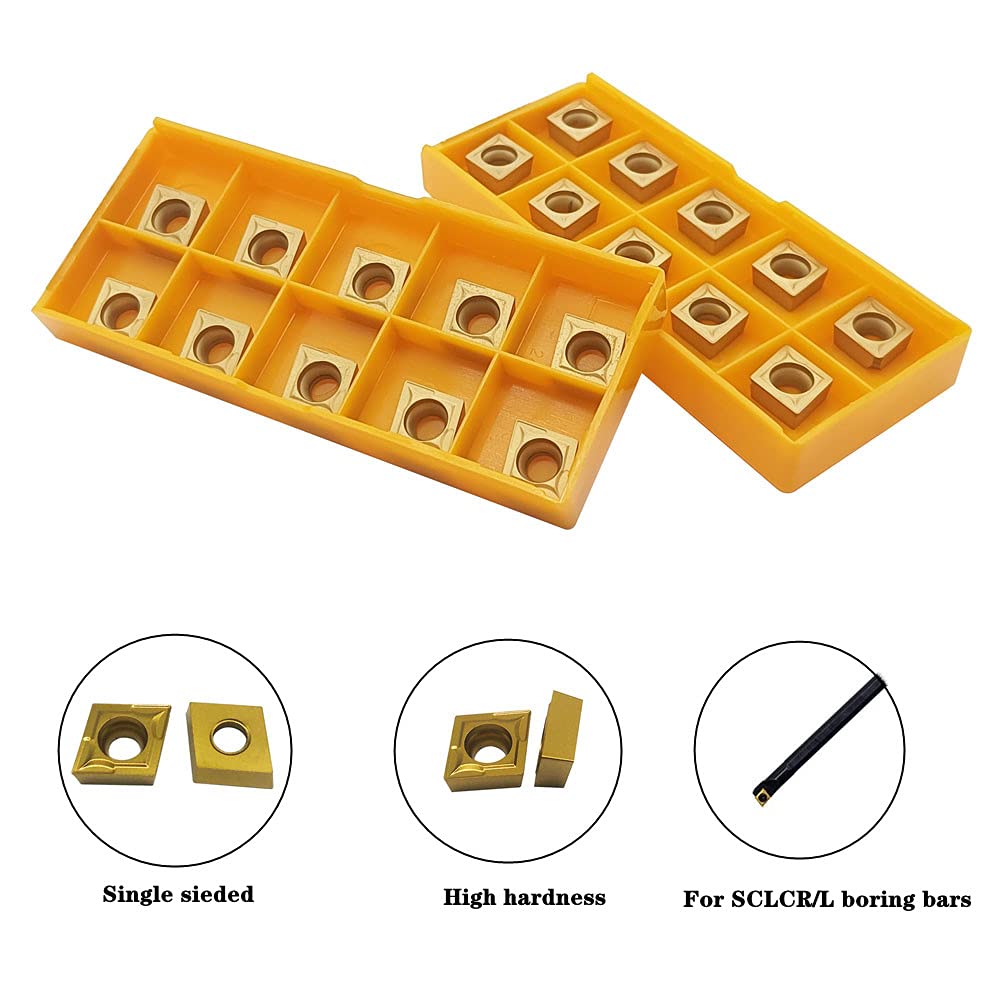 20pcs CCMT09T304/CCMT32.51 Carbide Turning Inserts,CCMT Insert Mutilayer Coated CNC Lathe Replacement Cutters Inserts for Lathe Turning Tool Holder Boring Bar