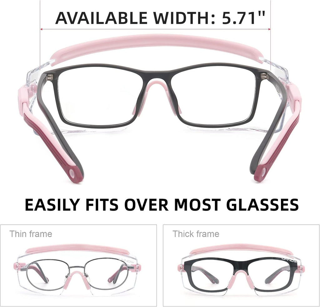 Safety Goggles Over Glasses, Anti Fog Safety Glasses with Clear Wraparound Lens, ANSI Z87.1 Protective Eyewear