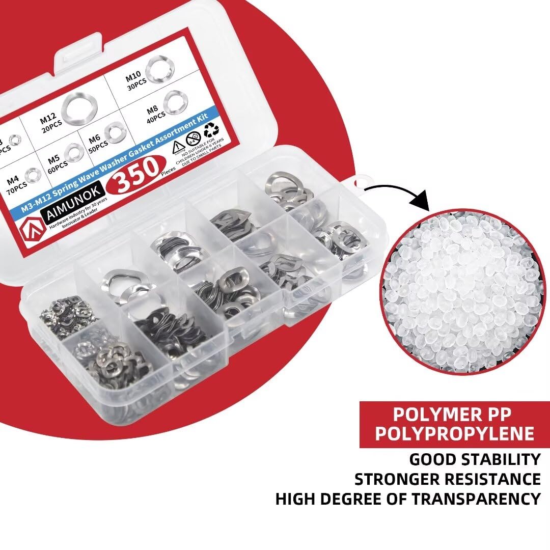 350PCS Spring Wave Washer Gasket Assortment Kit