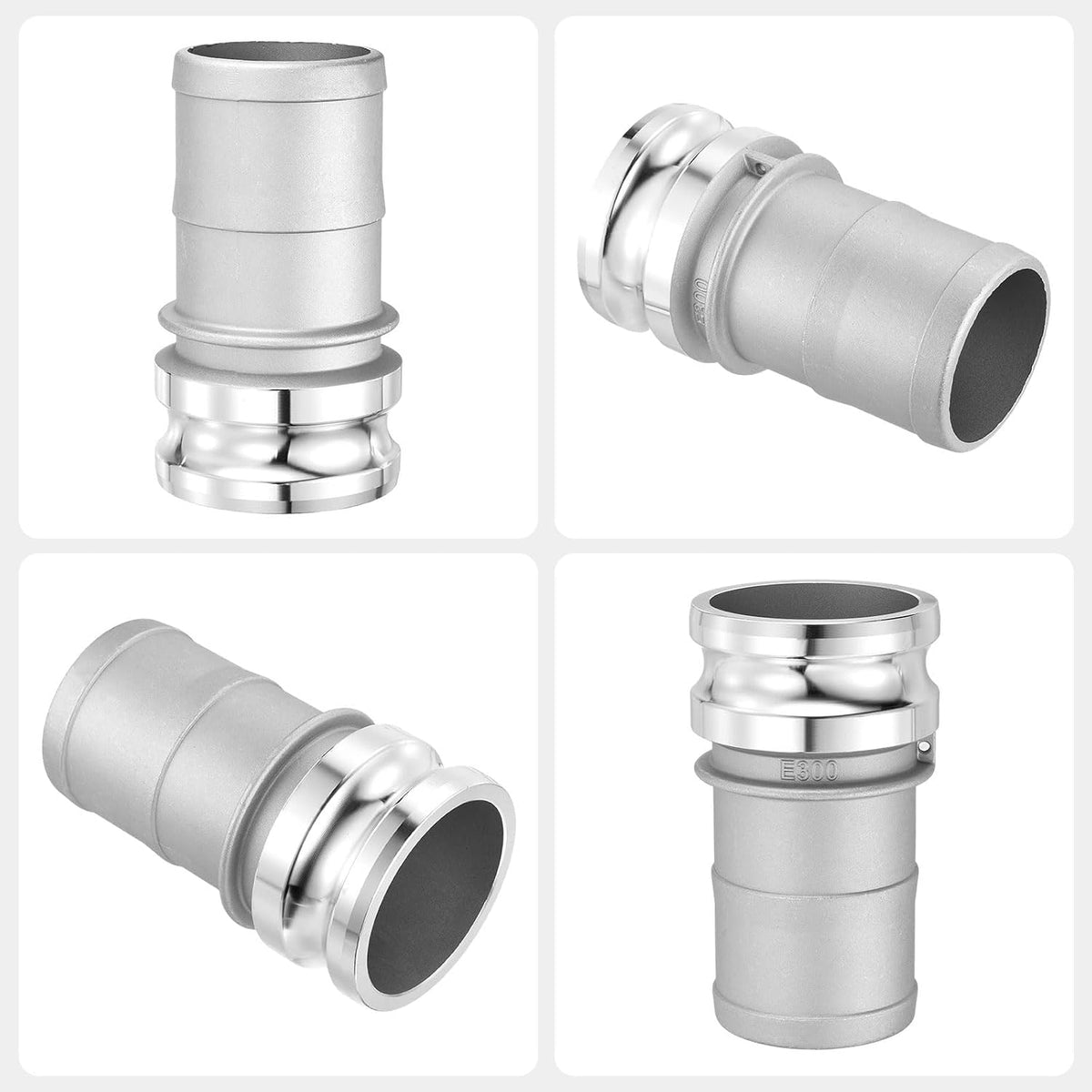 Aluminum Type E Cam Lock Fitting 3"x3" W/ 3.54" Hose Shank