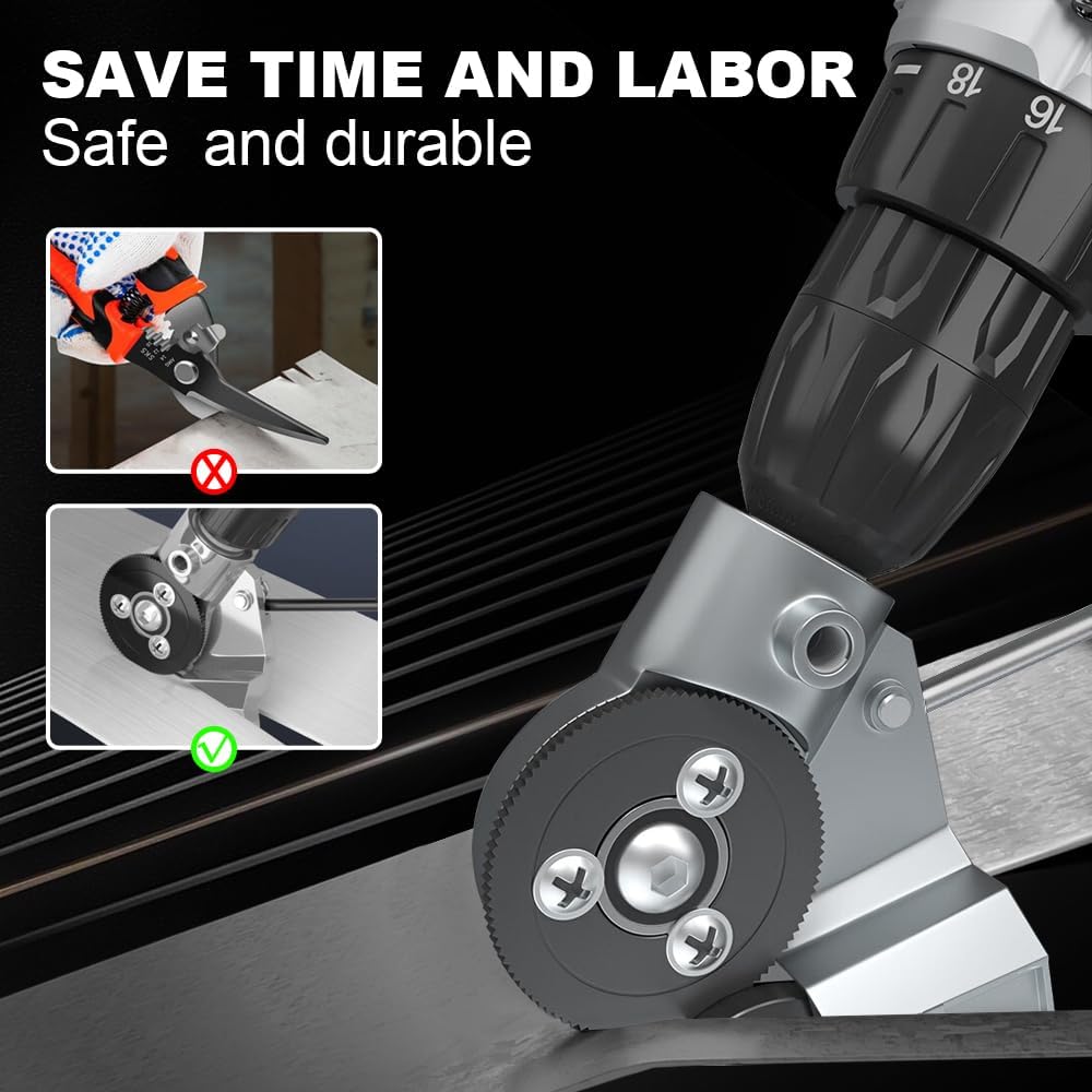Metal Cutter Sheet Metal Cutter Drill Attachment, Electric Drill Nibbler Shears, Heavy Duty Cutting Tool Adapter for
