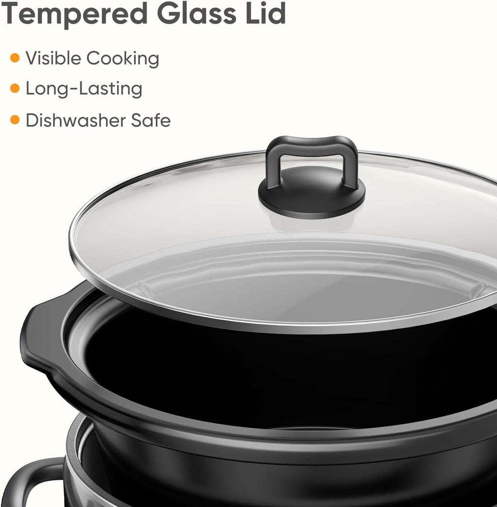 Slow Cooker 8 Quart, Large Slow Cooker, Ceramic Nonstick Coating, 3 Adjustable Temp Multi Cookers with Dishwasher