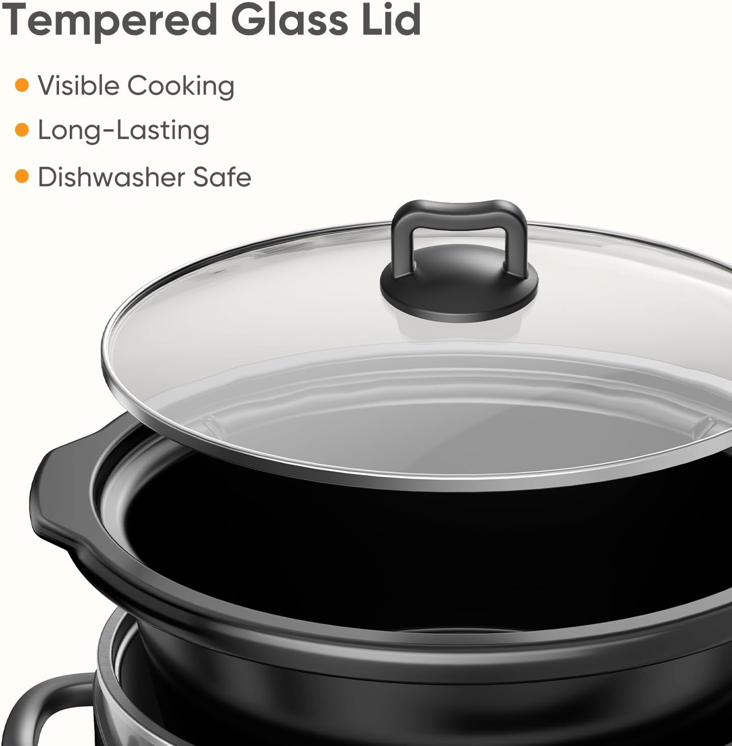 Slow Cooker 8 Quart, Large Slow Cooker, Ceramic Nonstick Coating, 3 Adjustable Temp Multi Cookers with Dishwasher