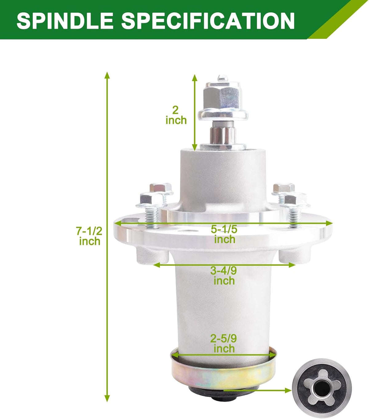 539112170 Spindle Assembly with 539113300 Pulley - Fits 61 Inch Mower Decks Husqvarna MZ61 MZ6125 MZD61 EZ6124 FD61M MZ 28 ZT BF MZ6125C MZ6128BF MZ61 EZ5224 Zero Turn Mowers (1-Pack)