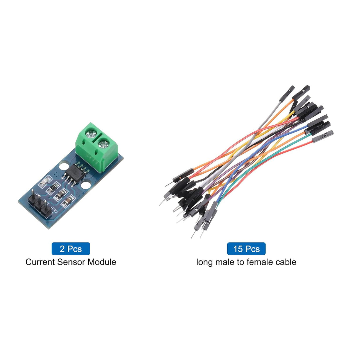 MECCANIXITY 2pcs ACS712 Current Sensor Module 20A Range Hall Effect Current Sensor Current Measuring AC/DC with Cable for Detecting Current