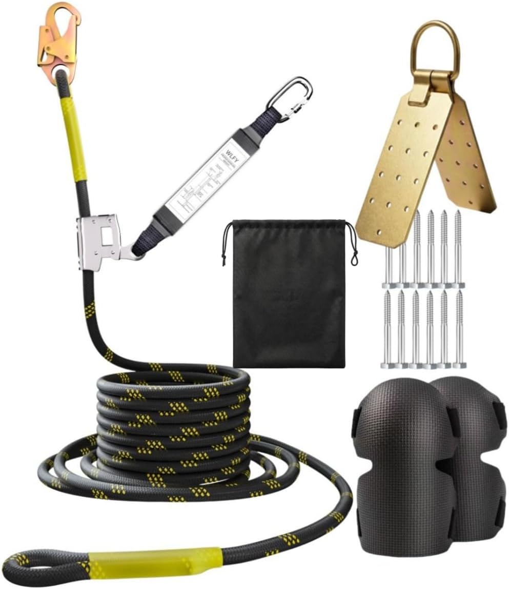 50FT Vertical Lifeline Assembly, Safety Rope,Fall Protection Rope cuerda, Safety Rope for Roofing,Polyester Roofing