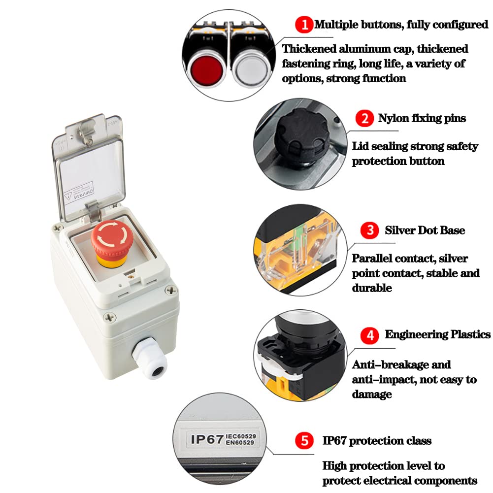 Emergency Stop Button Emergency Stop Switch E-Stop Button Station Box 22mm