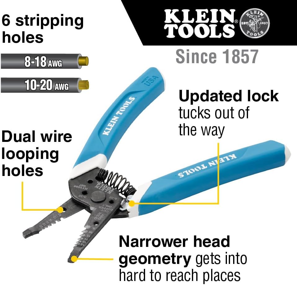 80080 Hand Tool Kit includes 2 Screwdrivers, Made in USA, 3 Pliers, Wire Stripper and Cutter, for Electricians, 6-Piece