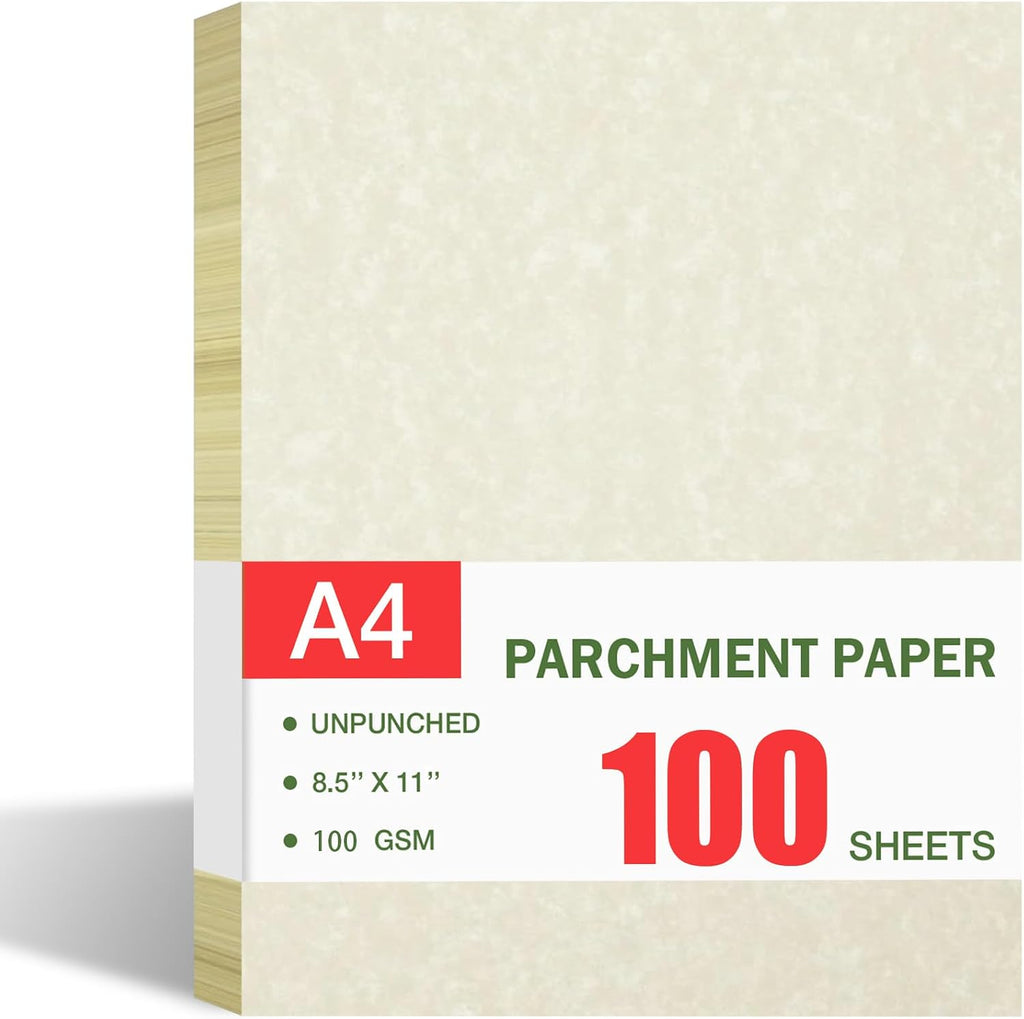 100 Sheets Certificate Paper, Resume Stationary Printer-Friendly Parchment Paper for Certificates, Resumes, Diplomas