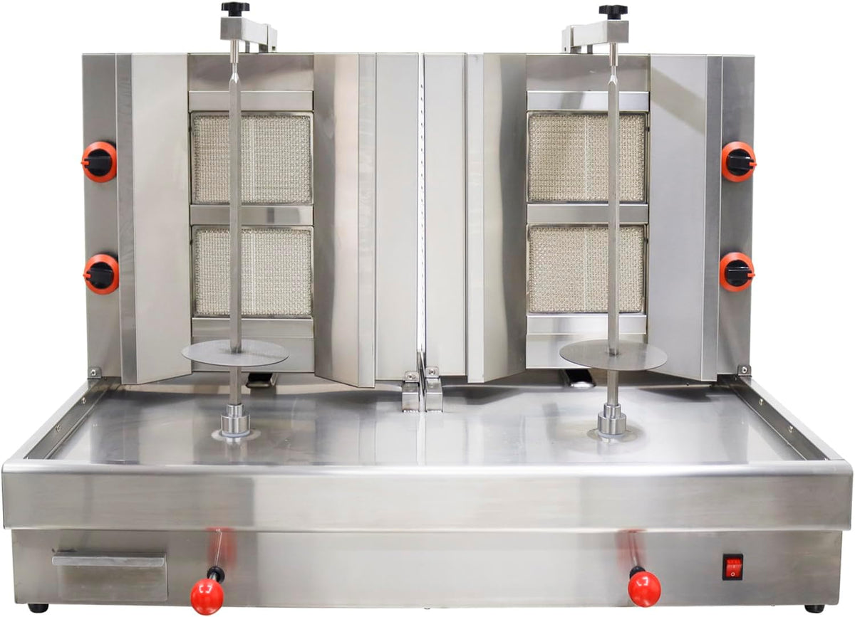 Gas Shawarma Grill Machine, 2 Burners x 2 Rotating Cook Station