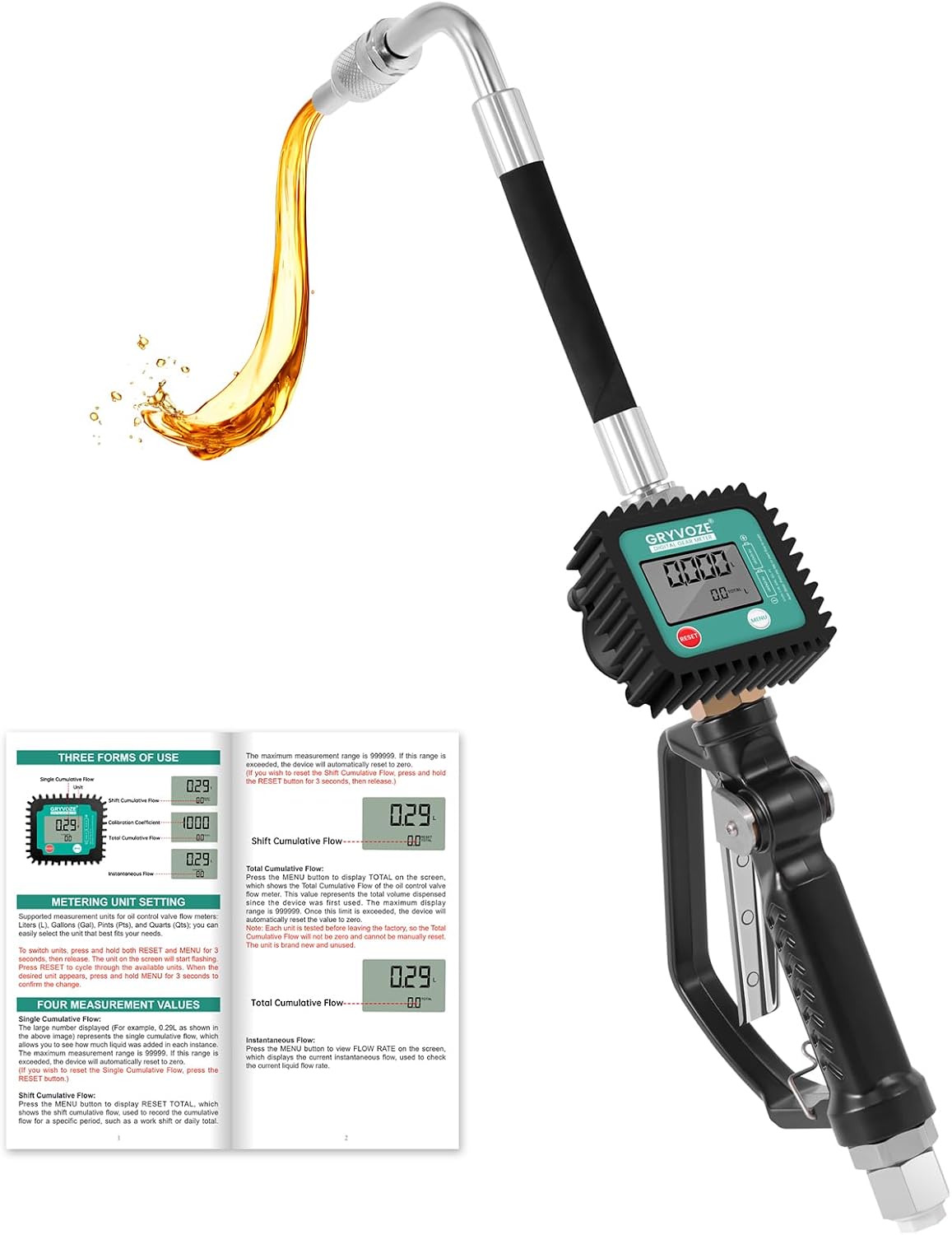 Digital Oil Control Valve Flow Meter Nozzle with 1/2" NPT Inlet