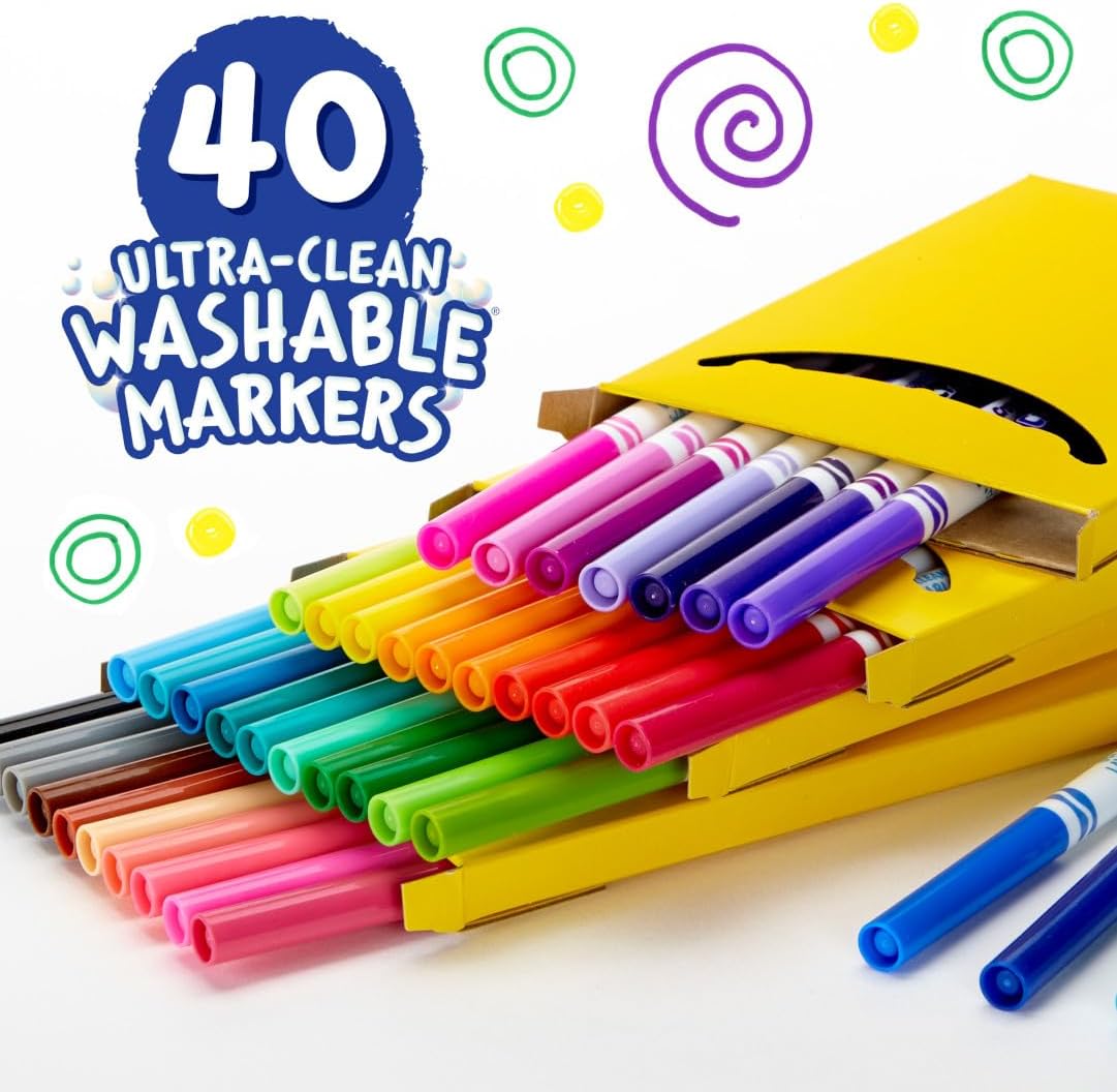 Ultra Clean Fine Tip Washable Markers 40ct, Kids School Supplies