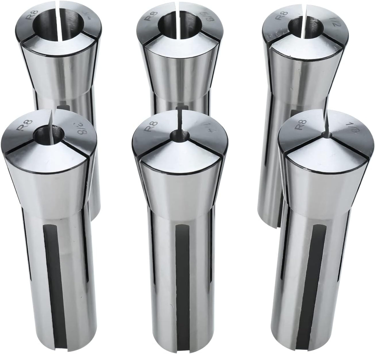 6pcs R8 Collet Set 1/8" - 3/4" R8 collets for milling machine
