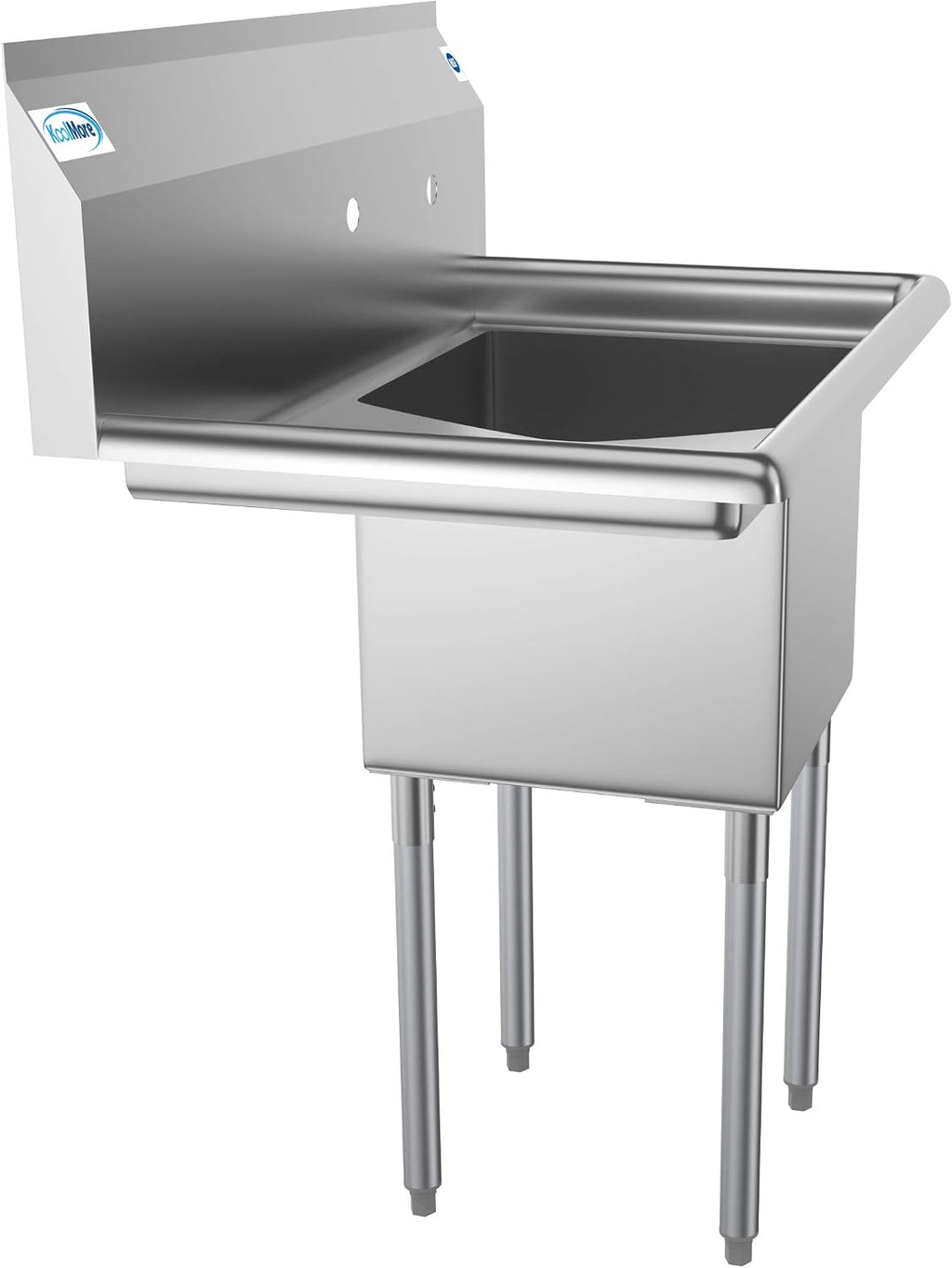 1 Compartment Stainless Steel NSF Commercial Kitchen Prep & Utility Sink with Drainboard - Bowl Size 15" x 15" x 12"