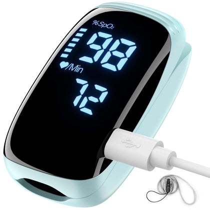 Finger Pulse Oximeter, Fingertip Blood Oxygen Saturation with Pulse Monitor Rechargeable, Accurate Spo2 Reading for