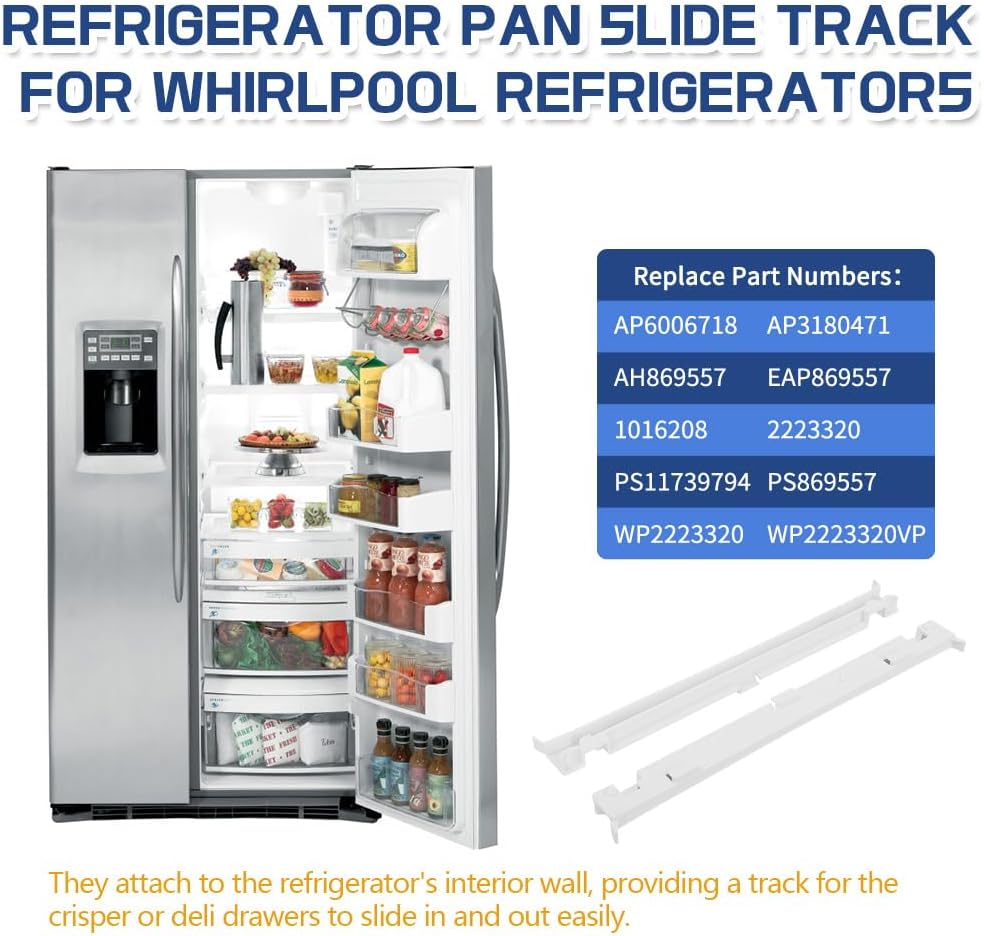 Upgraded WP2223320 Refrigerator Drawer Slide Rail fit for Whirlpool Kenmore