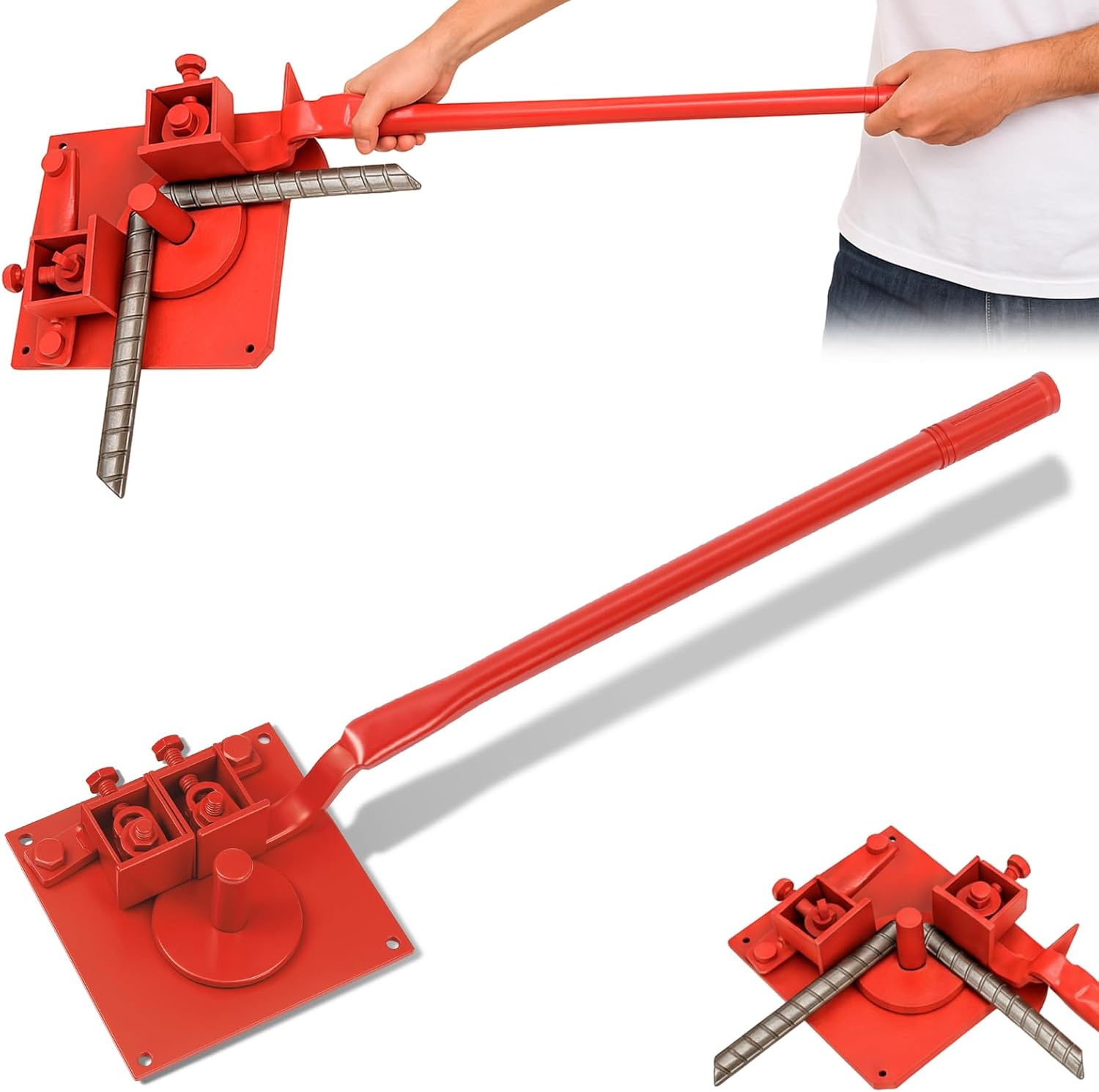 Rebar Rod Bender Metal Rebar Bender Tool metal Bending Tool Hand Operated 0.04 Inch to 0.79 Inch Extendable Indexing