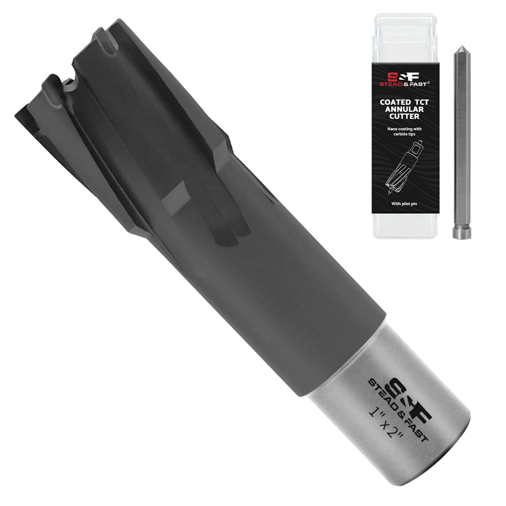 S&F STEAD & FAST Coated Carbide Annular Cutter 1 x 2” DOC, 3/4 Weldon Shank