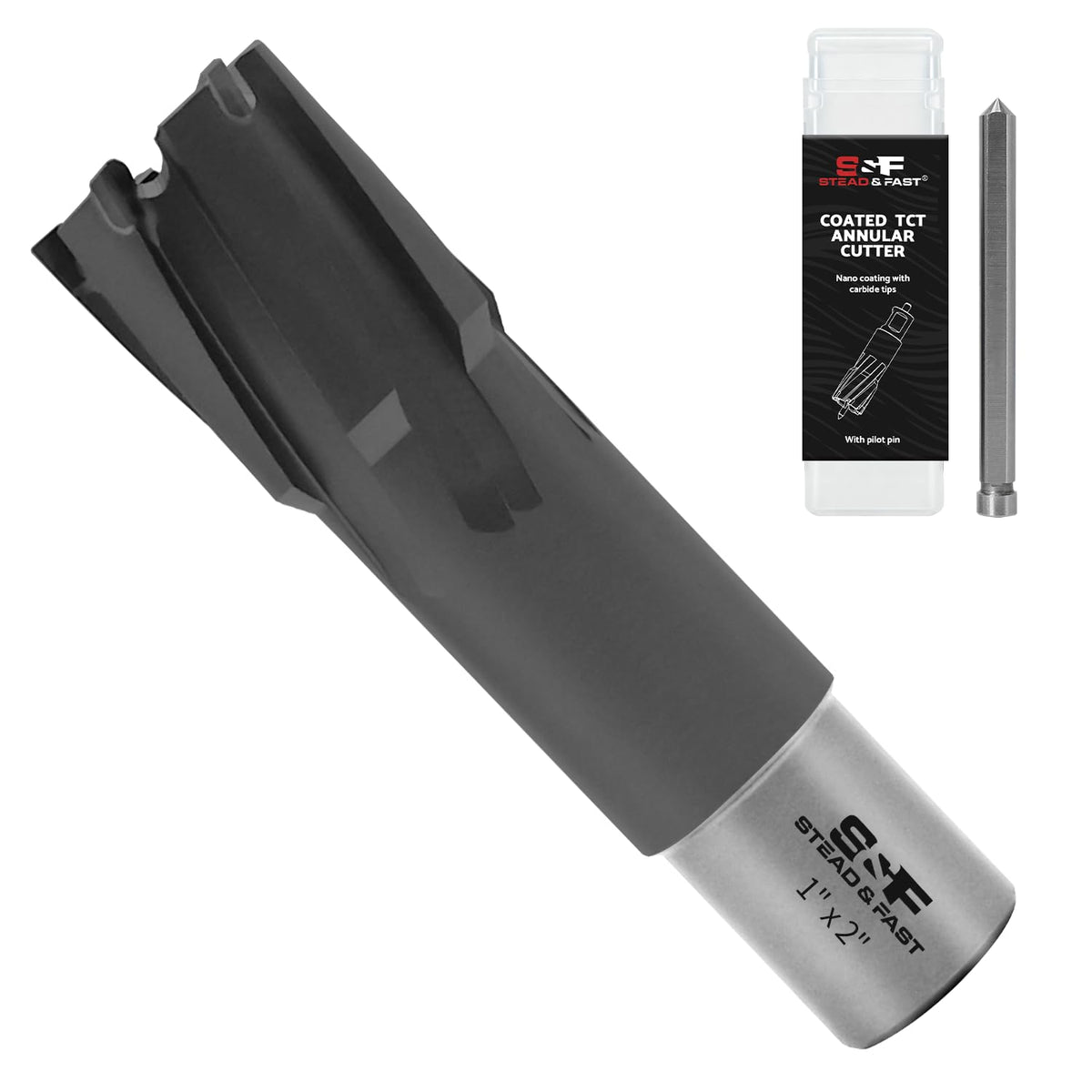 S&F STEAD & FAST Coated Carbide Annular Cutter 1 x 2” DOC, 3/4 Weldon Shank