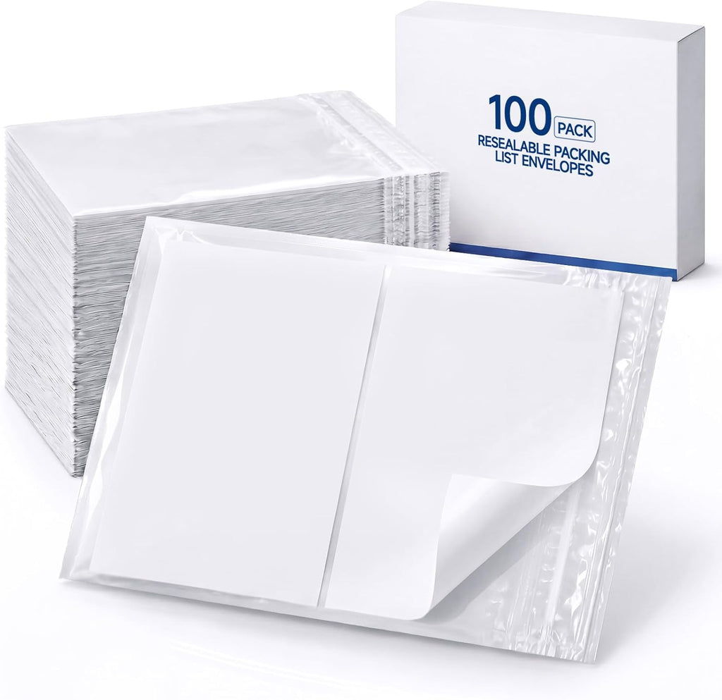 100 Pcs 9.5" x 12" Resealable Packing List Envelopes Self-Adhesive