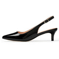 Women's Kitten Heels Closed Toe Slingback Pumps Black Size 9