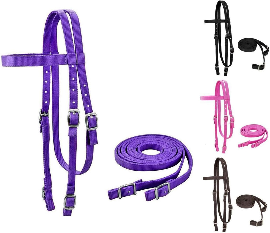 Plain Double Layer Nylon Headstall with Reins