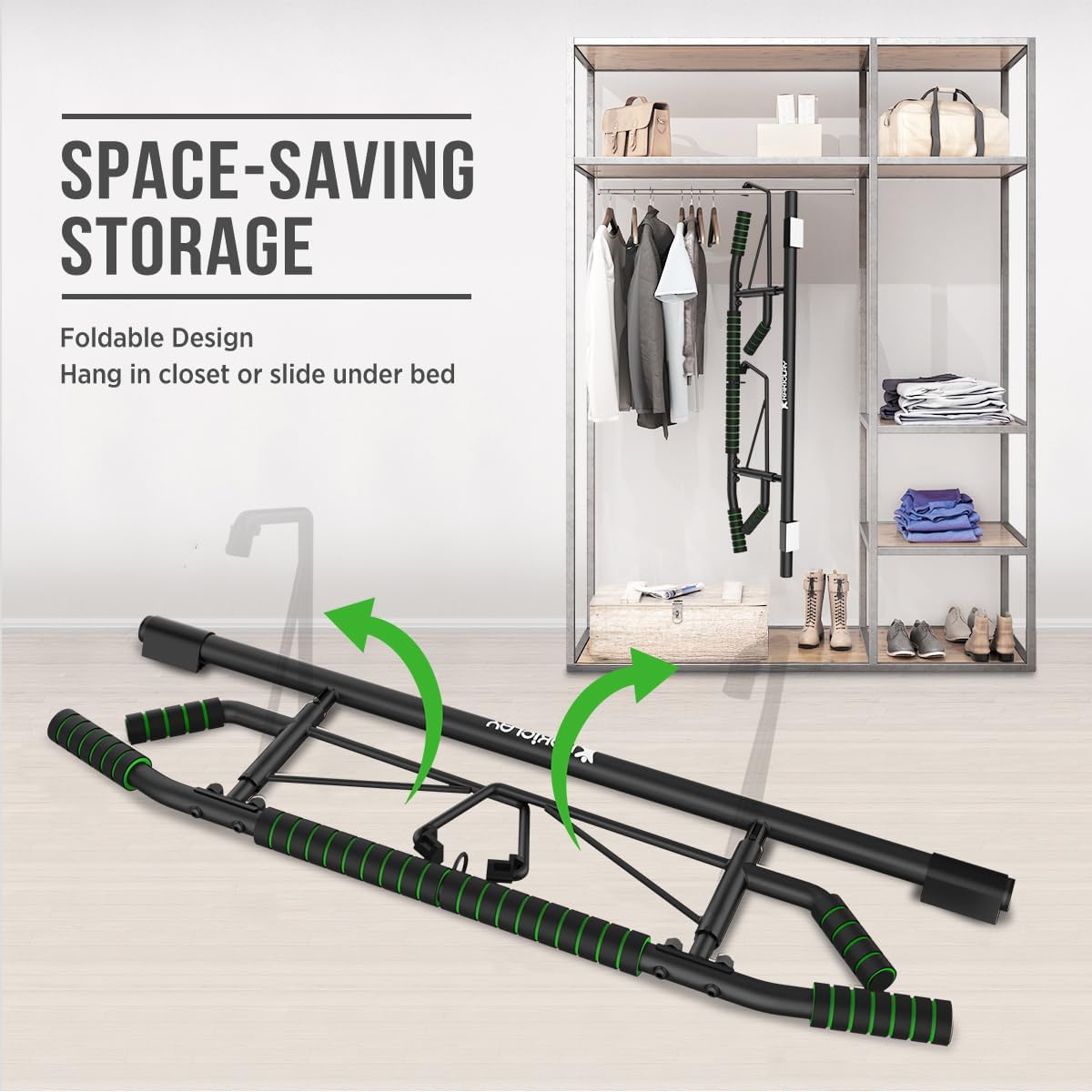 New Upgrade Pull Up Bar for Doorway - Foldable Design & Space-Saving, Upto 440 Lbs Capacity, No Screwing or Slipping