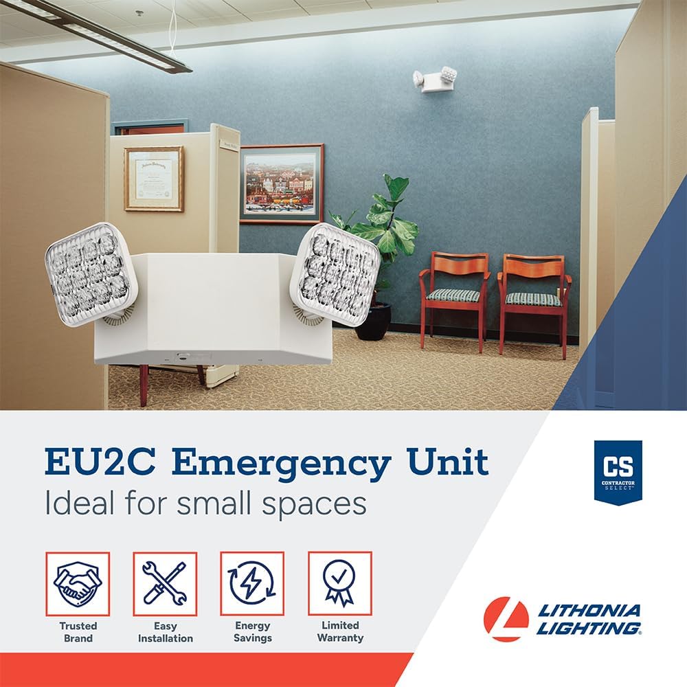 Lithonia Lighting Basics LED Emergency Light, Adjustable Heads 120/277V 2Pk