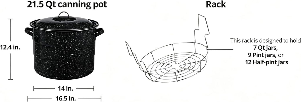 21.5 Quart Enamel Steel Water Bath Canner,Large Home Canning Pot with Lid and Jar Rack for Jam Pickles Salsa Stews