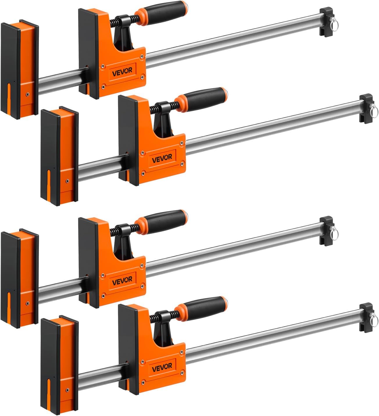 Bar Clamps for Woodworking, 4-Pack, 24" Opening F Clamps, 1500 lbs Load Limit, Clamp/Spreader 2 Modes, Soft Rubber