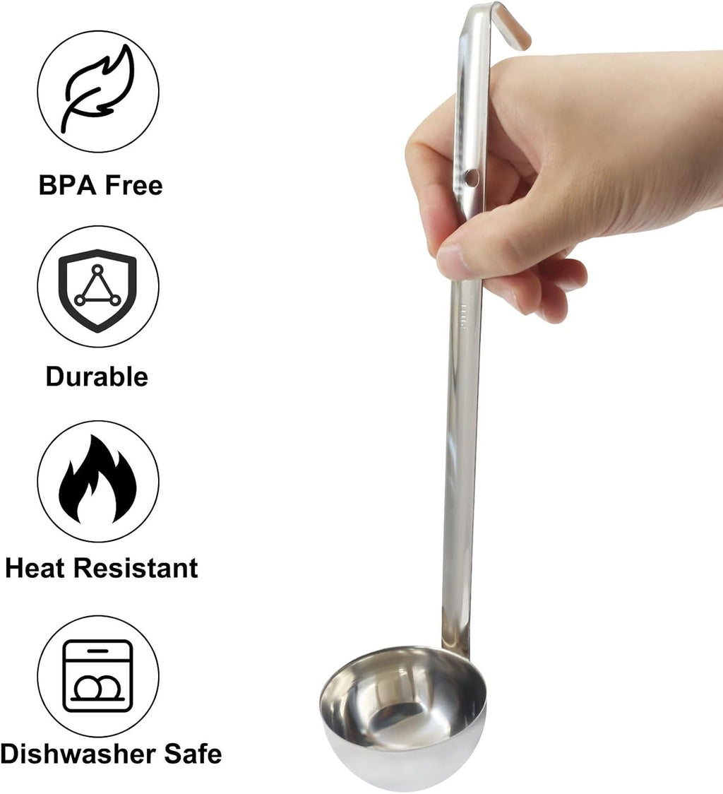 3 Oz Stainless Steel Ladle, 3 Pcs, 9" Long Handle Length