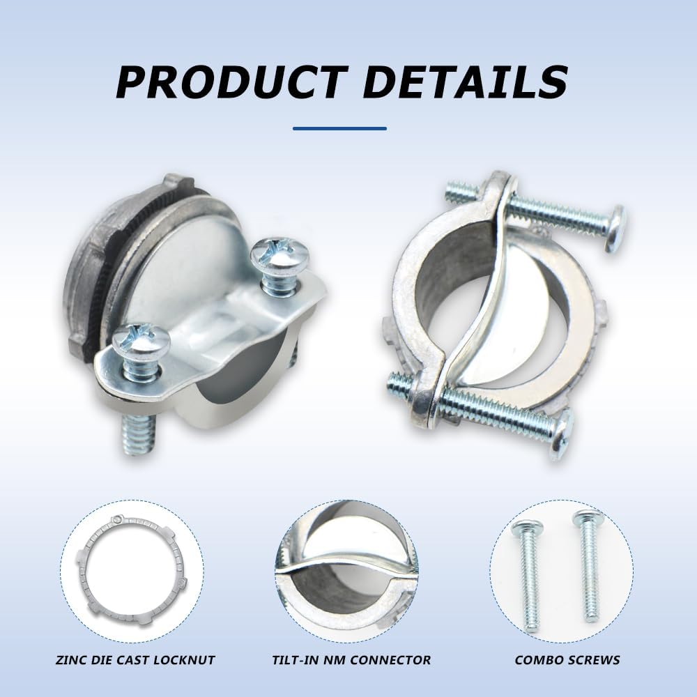 MAKERELE 4-Pack 3/8 Inch Clamp Type Cable Connectors