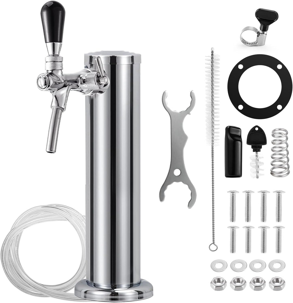 Adjustable Kegerator Beer Tower, Single Tap Tower Keg Tower for Homebrew