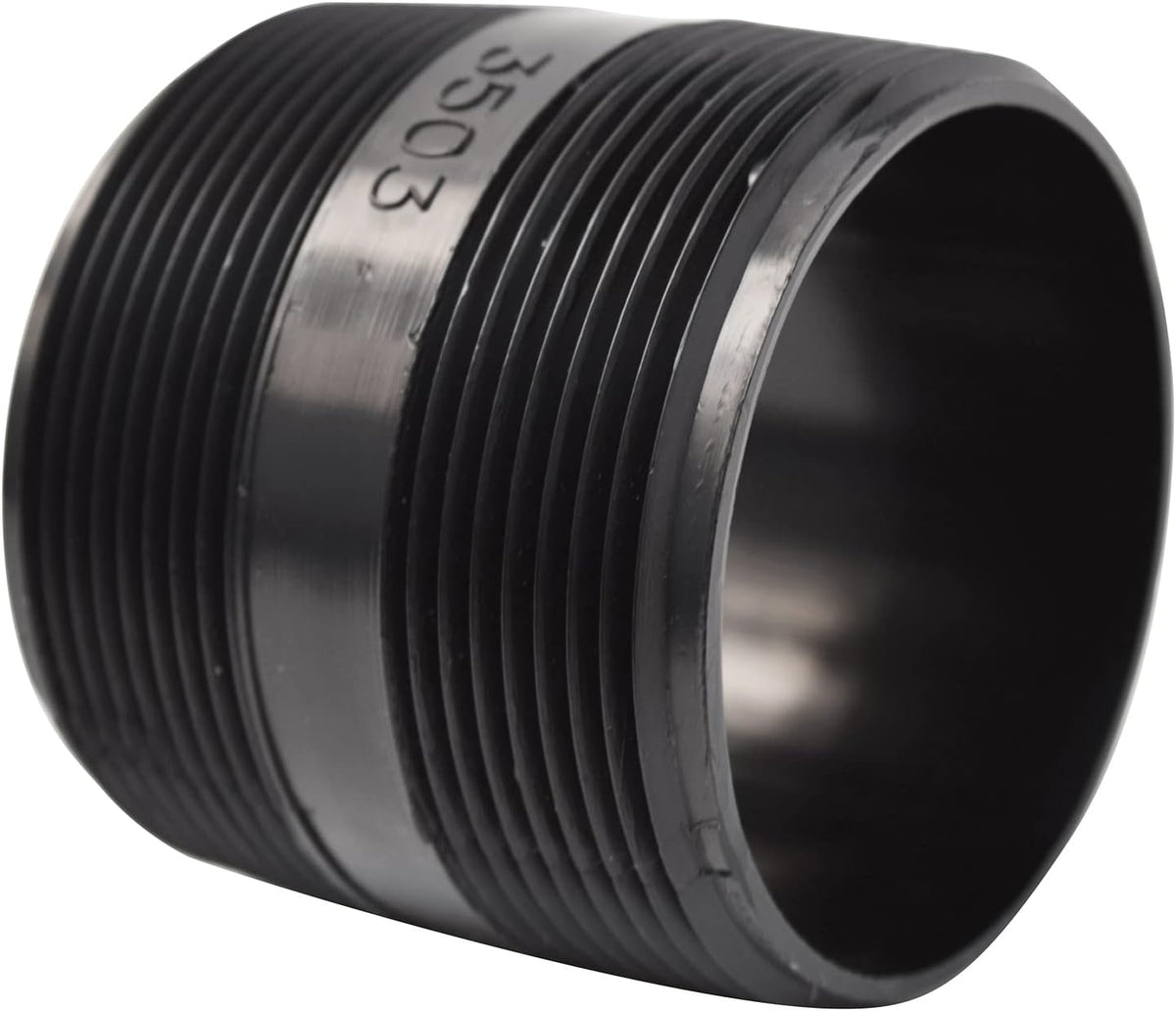 Valterra T3503 ABS Threaded Nipple - 3" x 3" , Black
