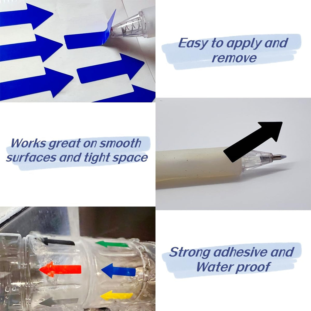 Adhesive Small Arrow Sticker Label 360 Pcs 30x12mm, Color Coding Sign Decal for Flow Direction Inspection Defect