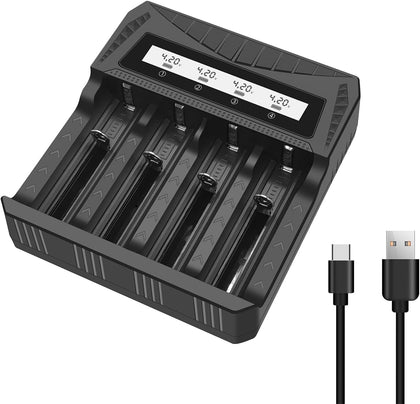 18650 Battery Charger, Smart Universal Charger with LCD Display for Rechargeable Batteries
