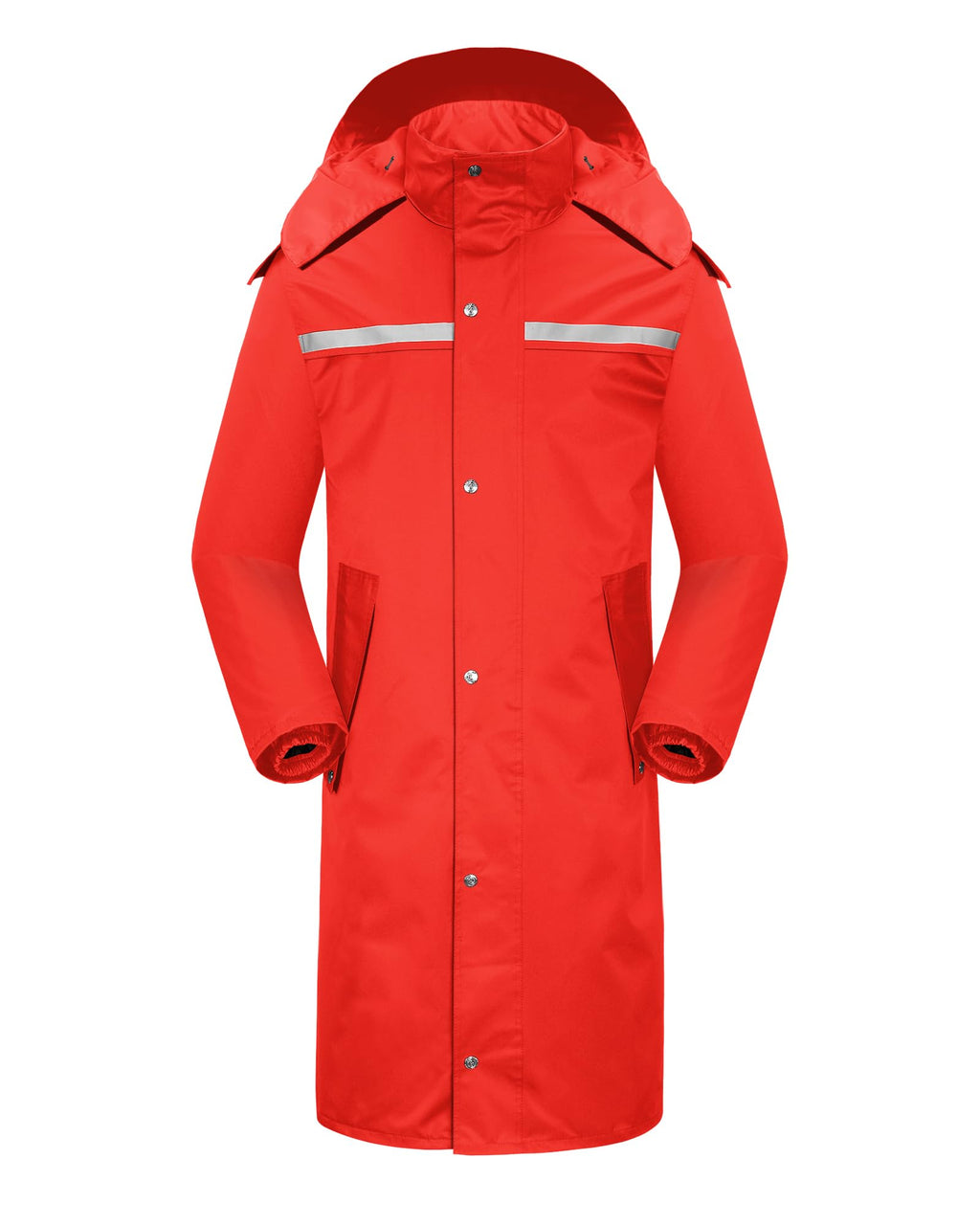 Raincoat Waterproof Hi Vis Reflective Long Rain Jacket Unisex (M, Red)