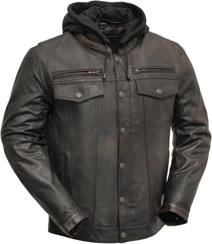 Vendetta - Leather Motorcycle Jacket For Men & Biker Leather Jacket With Armor Pockets Removable Thermal Liner