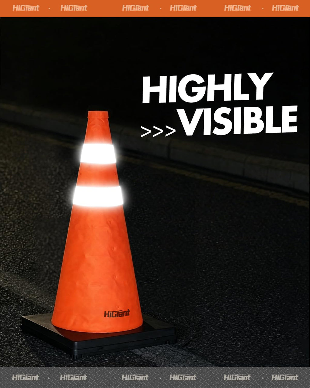 1 Pack 18 Inch Orange Collapsible Traffic Safety Cones, Black Base