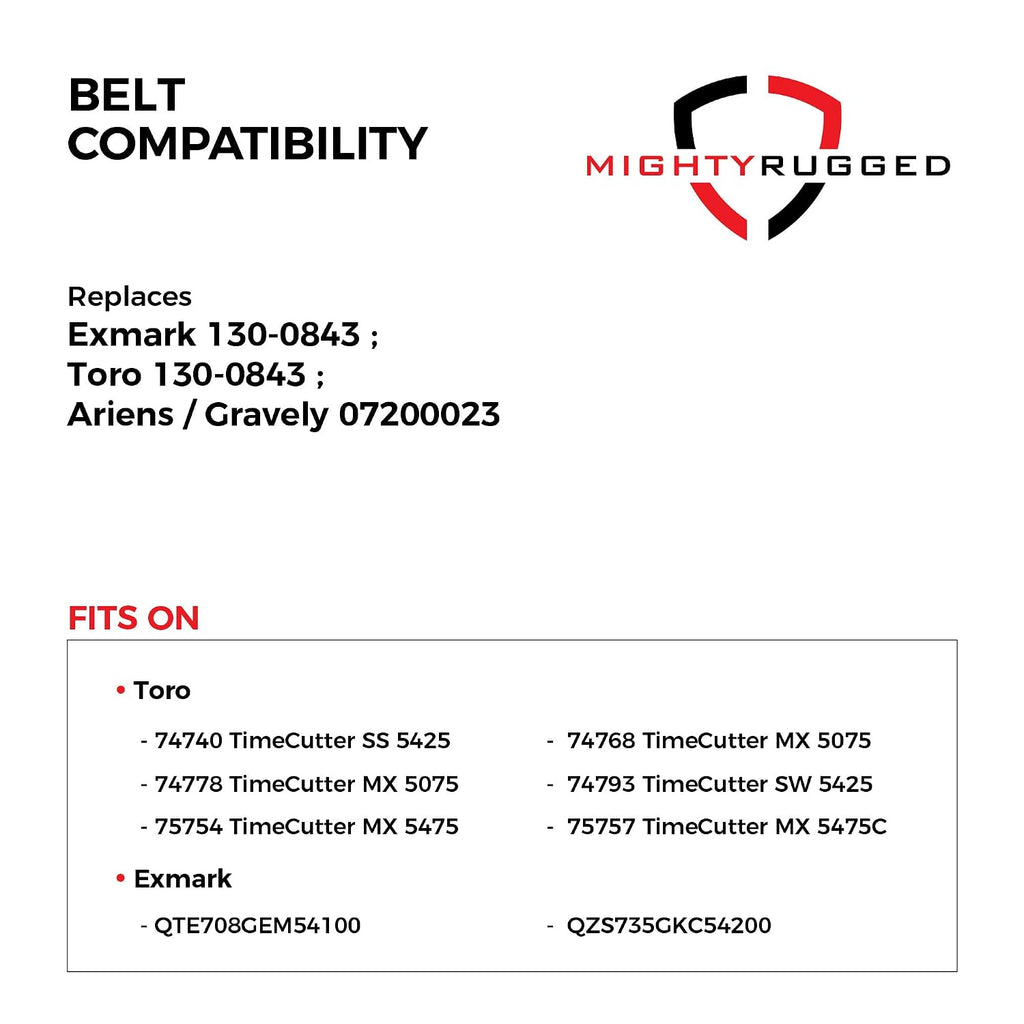 MightyRugged 130-0843 Toro TimeCutter 54 Inch Deck Belt Replacement