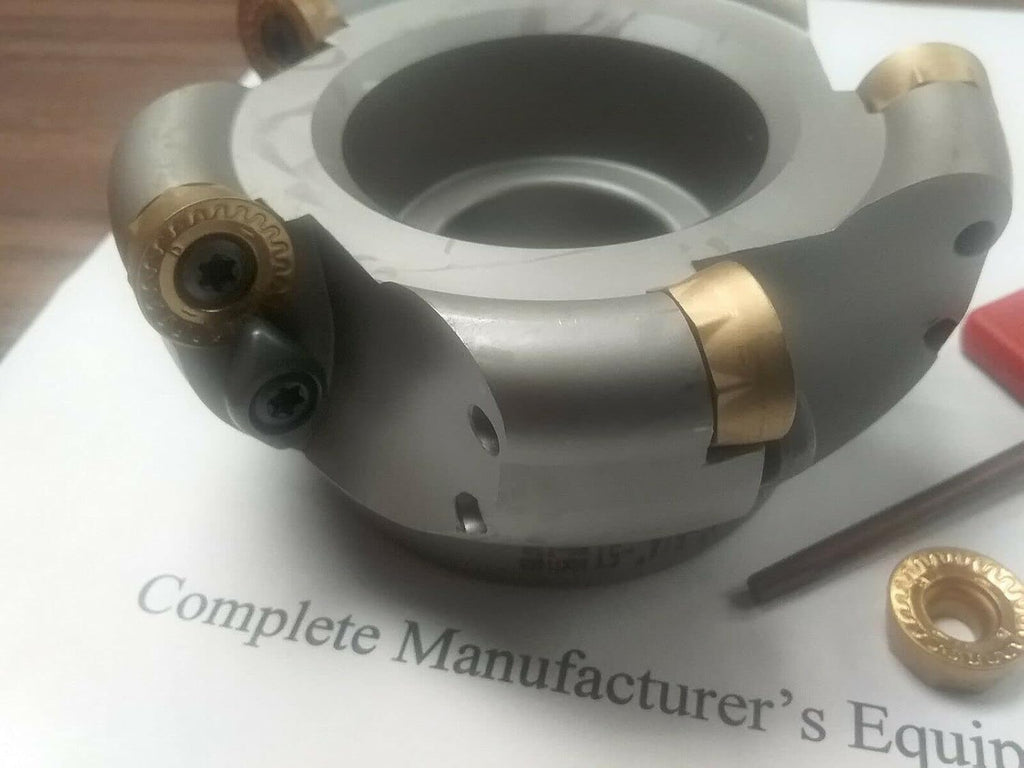 4" face mill R200, w. 5 Sandvik RCKT1606 Round inserts #506-RCKT16-4