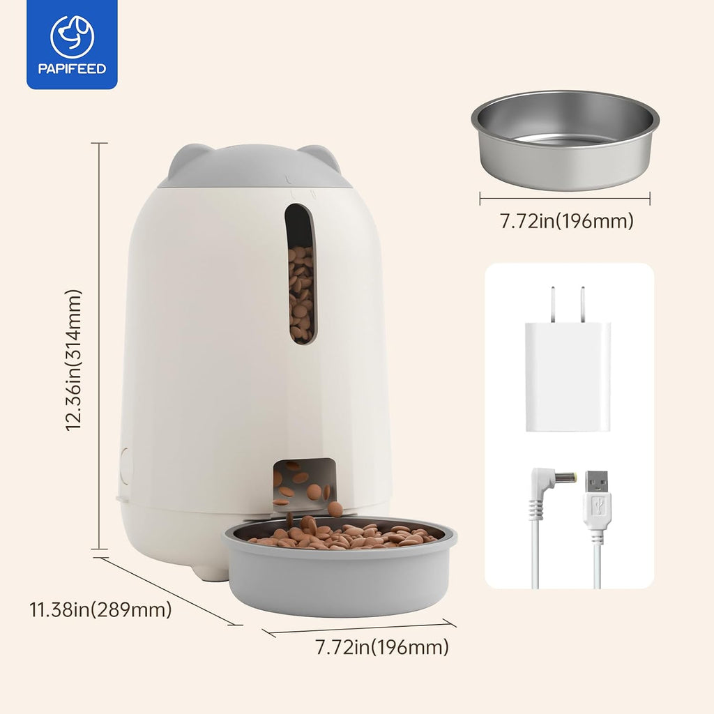 Automatic Cat Feeder with App, WiFi Auto Cat Feeder, 3L Slow-Feed Cat Food Dispenser for Dry Food, Dual Power Supply