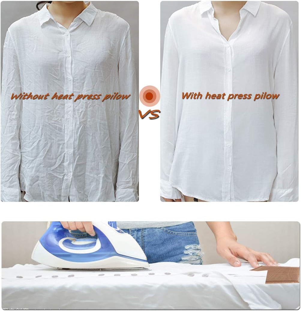 Heat Press Pillows Mat Kits, 3 Pack Teflon Heat Pressing Transfer Pillow Bundle for Ironing on Sublimation HTV Project
