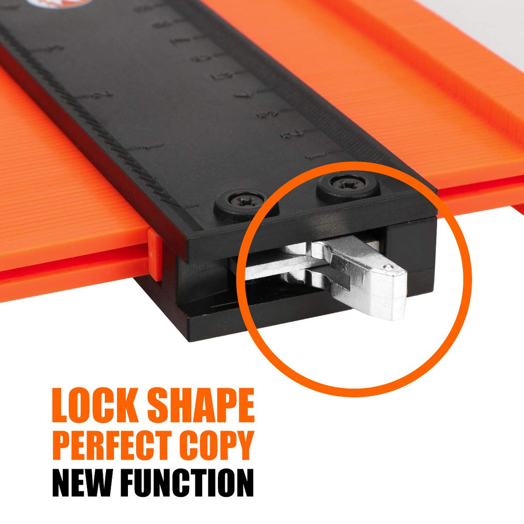 Saker Connection Profile Gauge-Adjustable Lock-Must Have Tool for DIY Handyman, Construction (5+10 INCH, BLACK+BLACK)