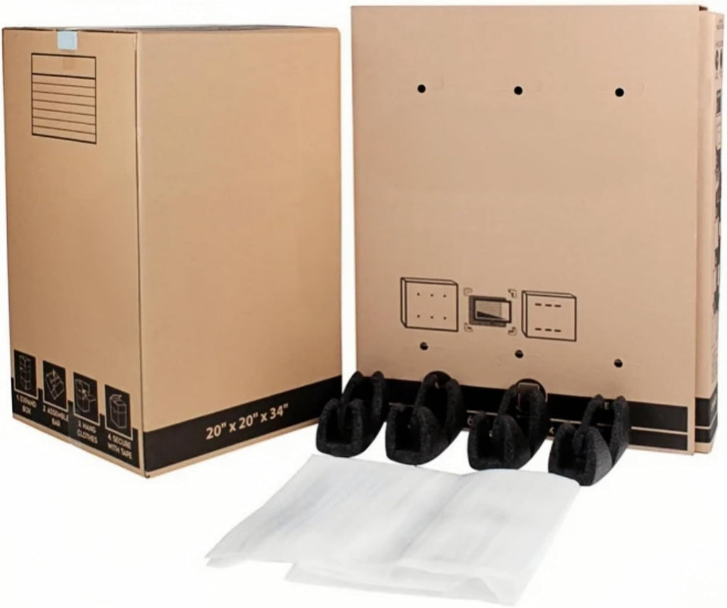 TV Moving Box Adjustable 29-58x6x37 in with Bubble Roll Foam Corners