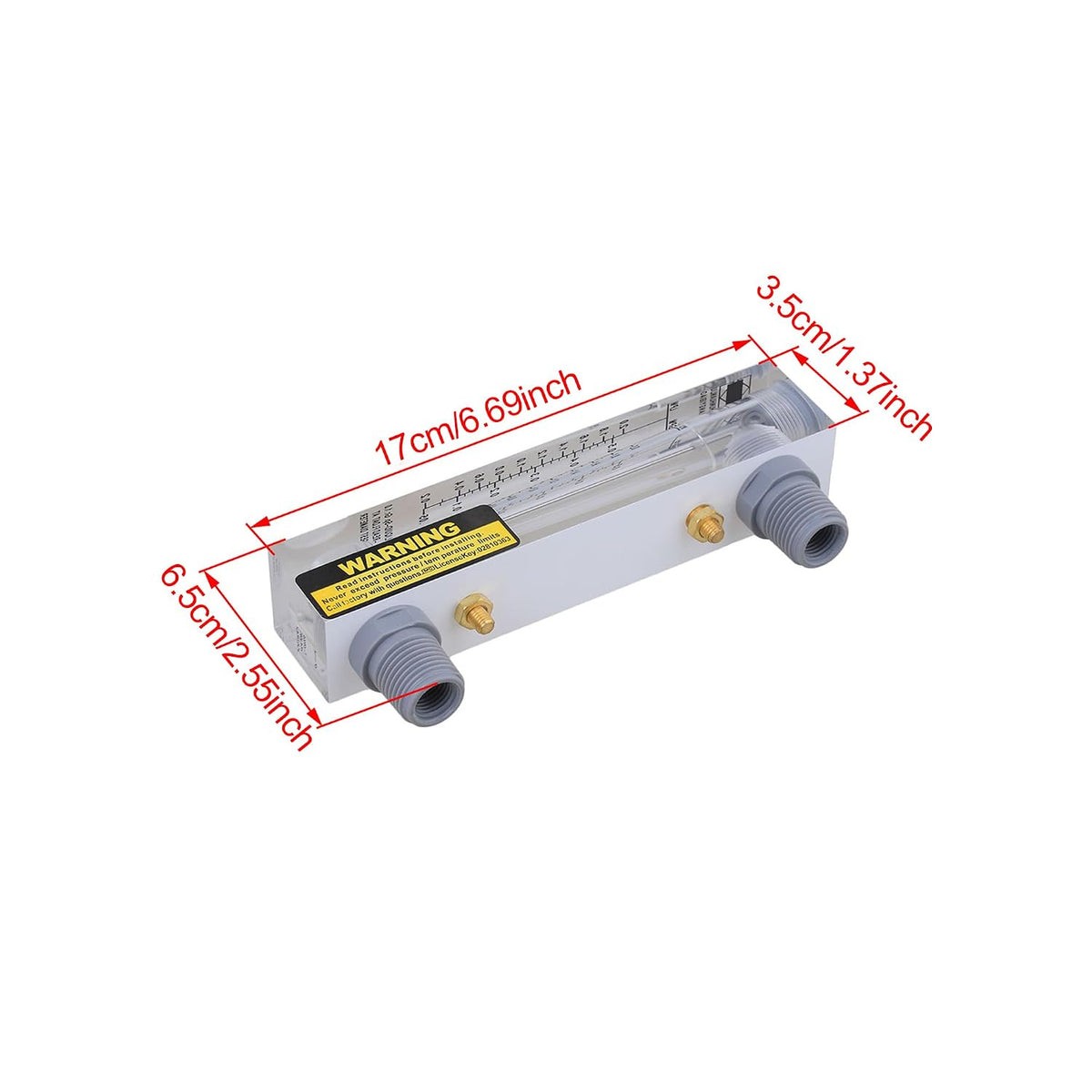 Panel Mount Water Rotameter, Flow Range: 0.05~0.5GPM Liquid Flowmeter