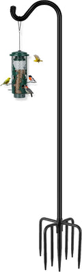 Shepherds Hook for Outdoor, 92 Inch Bird Feeder Pole with 7 Prongs Base, 3/4 Inch Thick Heavy Duty Adjustable Garden