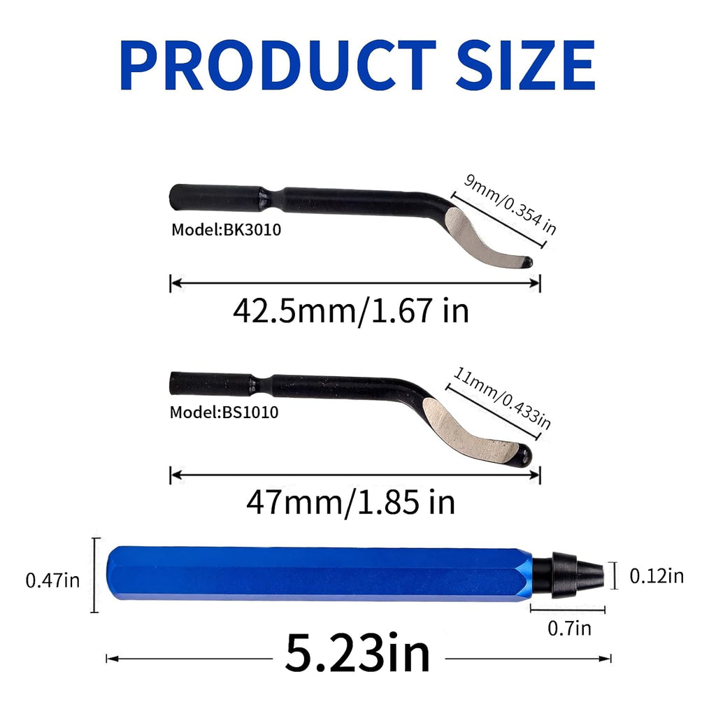 360° Deburring Tool 20pcs M2 HSS 2-Type Blades CNC Handle for 3D Print