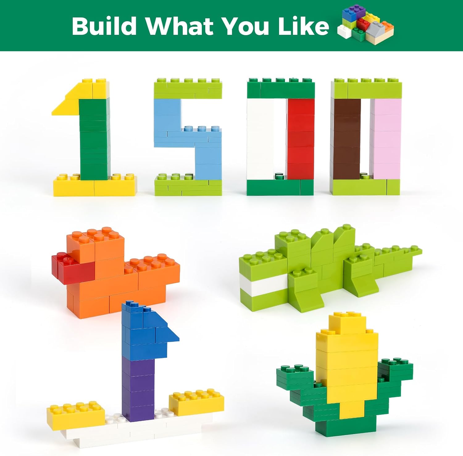 1500 Pieces Building Bricks, Classic Bulk Small Blocks, Classic Bricks Set Basic Building Blocks Compatible with All